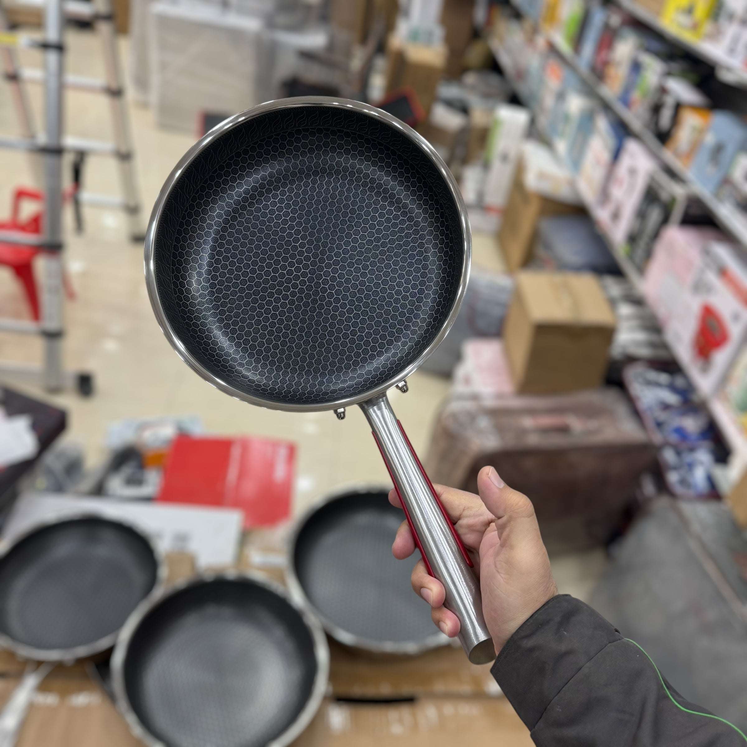 Laser Coated Honeycomb SS Frypan